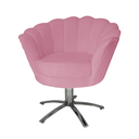 Ver imagem 2 de Poltrona Para Sala de Estar Com Base Giratória de Metal Pétala Suede Rosa Barbie - LM DECOR