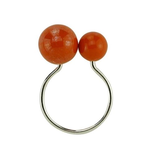 Conjunto 4 Anéis para Guardanapos Plástico Bolas Laranja 4x3x7Cm