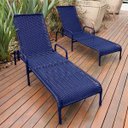 Ver imagem 2 de Kit 2 Espreguiçadeiras Catar para Jardim e Piscina - Azul