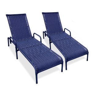 Kit 2 Espreguiçadeiras Catar para Jardim e Piscina - Azul
