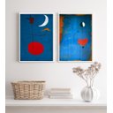 Ver imagem 2 de Kit 2 Quadros Miró Azul e Vermelho 45x34cm:madeira Preta