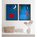 Ver imagem 1 de Kit 2 Quadros Miró Azul e Vermelho 45x34cm:madeira Preta