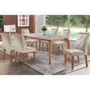 Ver imagem 1 de Conjunto: Mesa de Cozinha Londrina Tampo Madeirado C/ Vidro 180x90cm e 6 Cadeiras Melissa Capuccino/