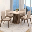 Ver imagem 2 de Kit Mesa de Jantar Orquestra com 4 Cadeira Sinfonia em Linho Carvalho/fendi/creme