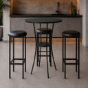 Ver imagem 1 de Conjunto Mesa Alta Bistrô Porto com 3 Banquetas Alta Kassel Cor Preto - Kmj