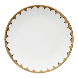 Cj 6 Pratos Rasos de Porcelana Egg Branco/dourado 27cm Wolff - 2