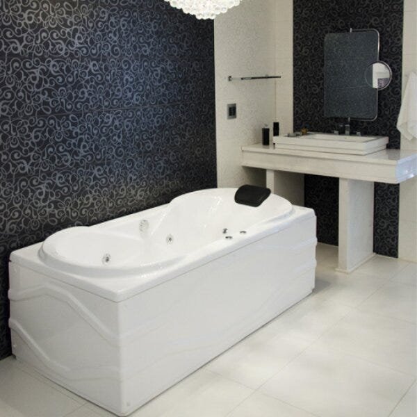 Banheira Hidromassagem Astra Due Super Luxo 170cmx90cmx44cm - 04 Jatos Branco Gel-Coat P1 Sem Aquece - 2