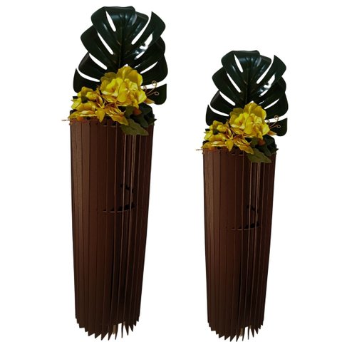Vaso de Chão Decorativo Grande Torre -:preto/kit com 2 - 70x20cm e 60x20cm