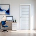 Ver imagem 2 de Kit Porta de Madeira 215x87cm Batente 7,5cm com Guarnição Cristal Primer Abertura Esquerda Branco Uniportas