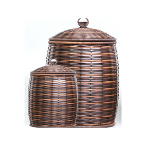 Kit 02 Peças Cesto De Roupas Grande E Médio Junco Fibra