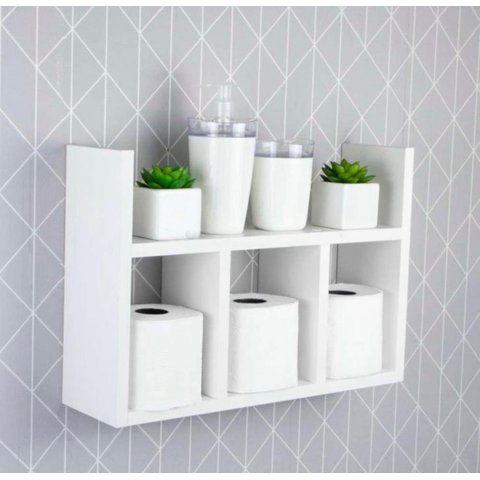 Prateleira Porta Papel Organizador para Banheiro Branco 40cm