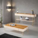Ver imagem 3 de Kit Mesa de Centro e Aparador Miami Orgânica - Cinamomo Off White - Edecasamoveis