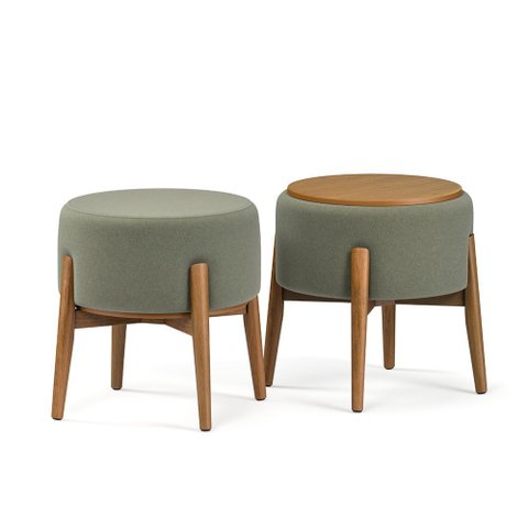 Kit 2 Puffs Dual 2 em 1 Vira Mesa Lateral Banco Apoio Sala Estar Sala Tv Decoração - Verde Chenille