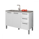 Ver imagem 1 de Balcão de Cozinha para Pia 120 Cm Mad Versalhes 3 Portas 2 Gavetas Branco/supremo - Kits Paraná