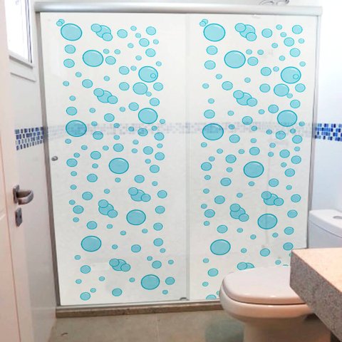 Adesivo Para Vidro Box Banheiro Jateado Decorado Bolhas Prova D'agua - 1,60 x 2,00m