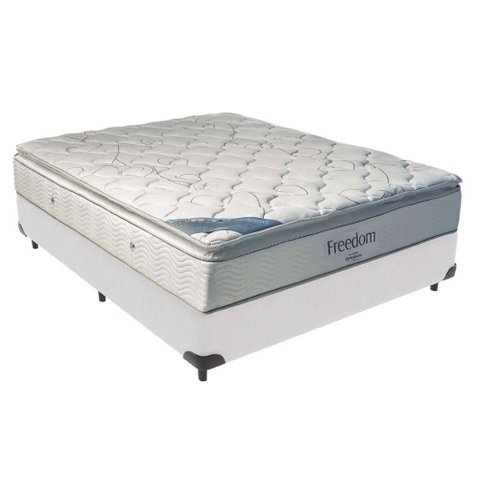 Cama Box Casal e Colchão Freedom Ortobom D33 Branco