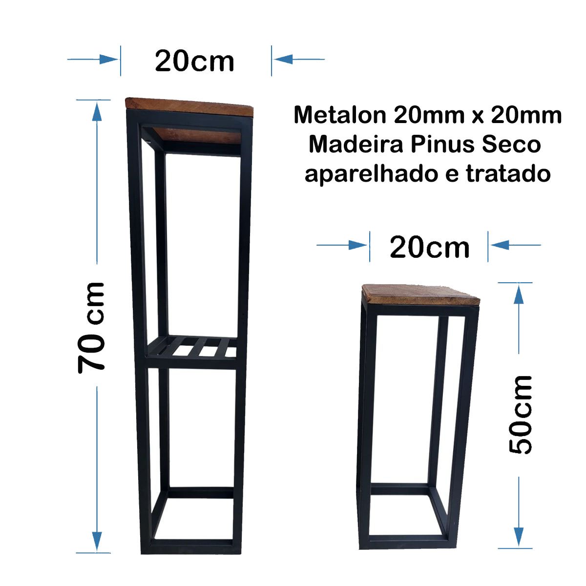 Suporte de Plantas e Vasos de Ferro e Madeira Estilo Industrial de Chão - 2