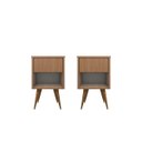 Ver imagem 3 de Kit 2 Mesas de Cabeceira Retrô Pés Palito 100% Mdf Plancasa Louro Freijo