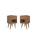 Ver imagem 4 de Kit 2 Mesas de Cabeceira Retrô Pés Palito 100% Mdf Plancasa Louro Freijo