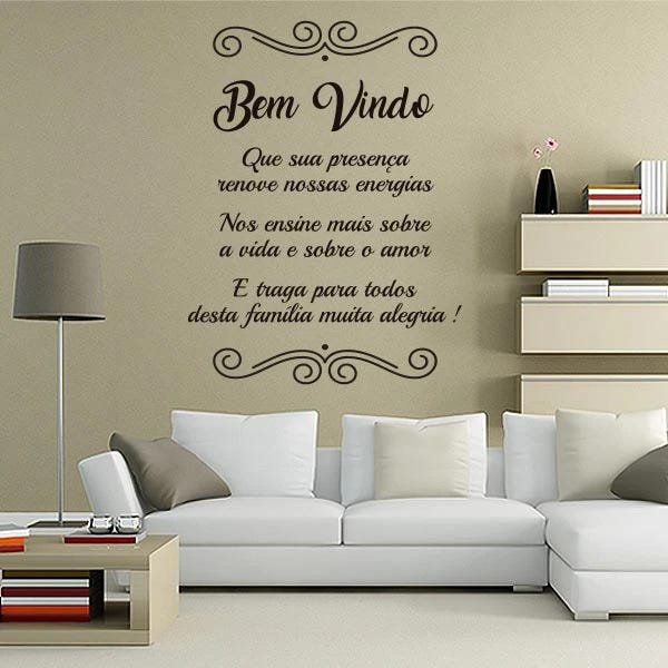 Adesivo de Parede - Frase: Bem-Vindo! - Branco - 58x80cm