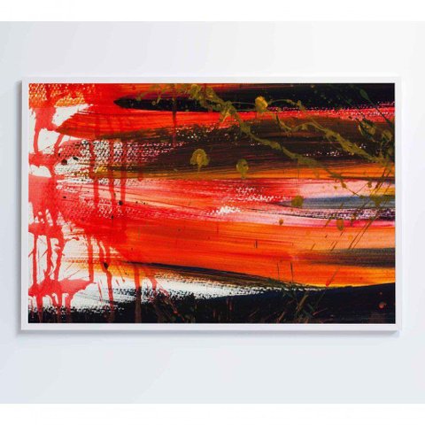 Quadro Pintura Vermelho 90x60 Cm Vidro Impresso