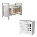 Ver imagem 1 de Berço Americano Mirelle e Cômoda Infantil Selena Branco Brilho - Carolina