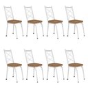 Ver imagem 1 de Kit 8 Cadeiras de Cozinha Delaware Estampado Rattan Bege Pés de Ferro Branco