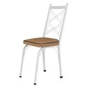Ver imagem 3 de Kit 8 Cadeiras de Cozinha Delaware Estampado Rattan Bege Pés de Ferro Branco