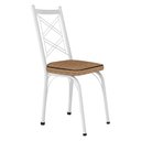 Ver imagem 4 de Kit 8 Cadeiras de Cozinha Delaware Estampado Rattan Bege Pés de Ferro Branco