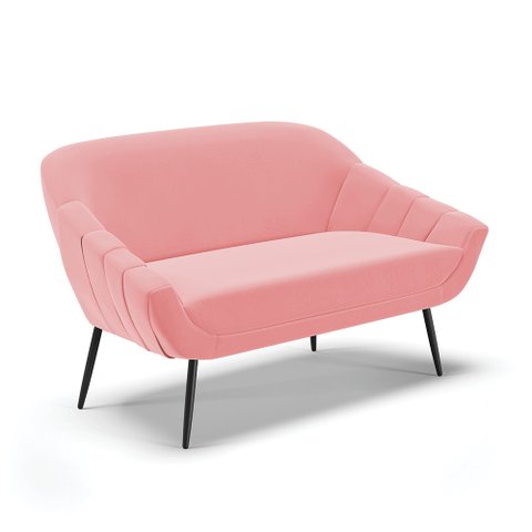 Namoradeira Giovana 02 Lugares Suede Rose Pés Palito de Ferro - D’Rossi