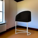 Ver imagem 2 de Cópia - Poltrona Banqueta Mia Estofada Base Metal Branco Tecido Veludo - Estopar Poltrona Mia Base B