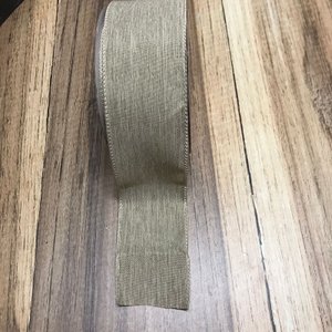 Fitas Decorativas Aramadas - Unidade Linho Natural Envelhecido E Arabescos Cobre FT786