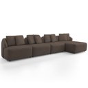 Ver imagem 1 de Sofá 5 Lugares com Chaise Direito Sala Living 388cm Arlo F04 Veludo Marrom Tc-12018- Lyam Decor