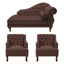 Ver imagem 1 de Divã Larissa 150 cm e 2 Poltronas Genesis Suede Marrom - LM DECOR