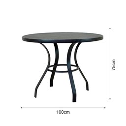 Mesa Dubai 1m Redondo em Aluminio Ripado Preto - 2