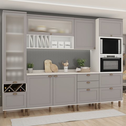 Conjunto Cozinha Liz com Cristaleira Cb0036 Linha Iluminata Genialflex