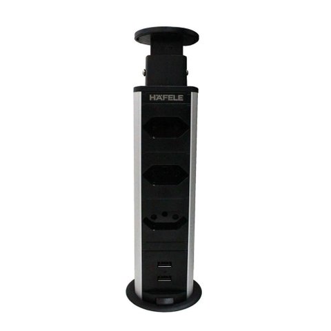 Torre de Embutir Powerplug G4 com 03 Tomadas 20a e 02 Usb-a Preta Hafele 01 Unidade