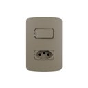 Ver imagem 1 de Interruptor Simples 10a e Tomada 2p+t 20a Margirius B3 Colors com Placa 4x2 Argila