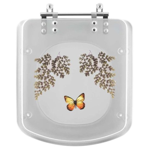 Assento Sanitário Bali Transparente Decorado Borboleta para Incepa