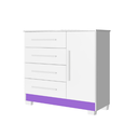 Ver imagem 4 de Cômoda para Quarto Sapateira Malibú 4 Gavetas Porta e Prateleira Interna - JM3 Móveis:Branco/Lilas