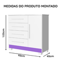 Ver imagem 5 de Cômoda para Quarto Sapateira Malibú 4 Gavetas Porta e Prateleira Interna - JM3 Móveis:Branco/Lilas