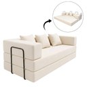 Ver imagem 7 de Sofá Loft na Caixa a Vácuo Moderno 2 Lugares 160cm Compacto Bouclê Bege Creme - Vimont Moveis