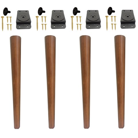 Kit 4 Pé Palito 70cm Amendoa Marrom Claro + Chapa Pvc + Parafuso