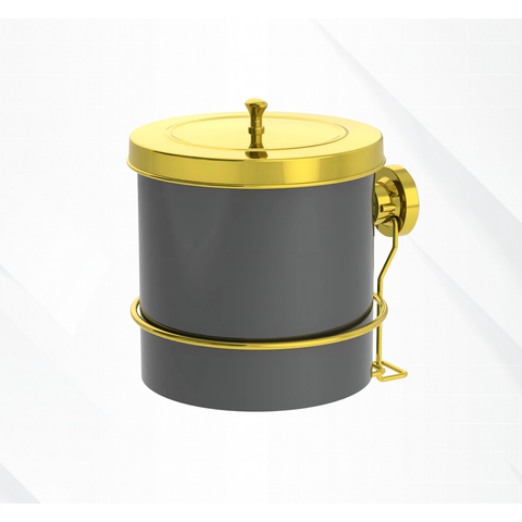 Lixeira Parede Ventosa 5l Redonda Preta Luxo - Dourado