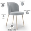 Ver imagem 4 de Kit 02 Cadeiras para Sala de Jantar Cozinha Estofada Gavi Arena L02 Bouclê Cinza - Lyam Decor