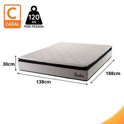 Colchão Casal Barcelona Mola Ensacada Pillowtop 138x188x30cm - 5