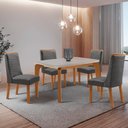 Ver imagem 1 de Mesa de Jantar Liz 120 cm Tampo MDF Vidro Canto Copo com 4 Cadeiras Carolina