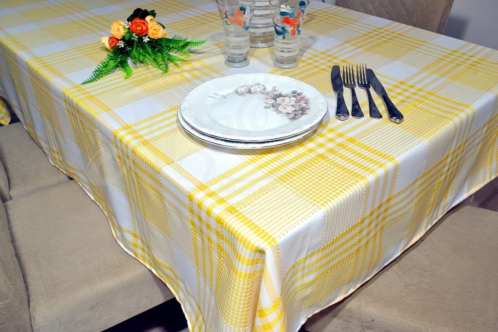 Toalha de Mesa Picnic - Amarela Listras Arte & Tear Retangular - 3,00 M X 1,40 M - 1