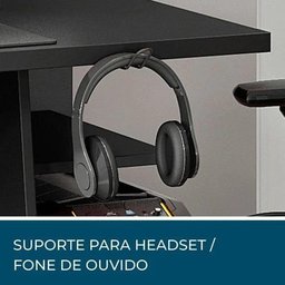 Mesa Gamer 4 Prateleiras e Suporte para Headset/fone de Ouvido Notável - Preto/vermelho - 3