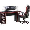 Ver imagem 1 de Mesa Gamer 4 Prateleiras e Suporte para Headset/fone de Ouvido Notável - Preto/vermelho
